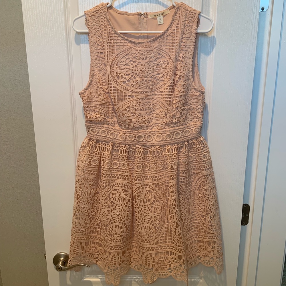 Francesca’s Miami Blush Pink Lace Dress - Size Medium